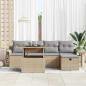 Preview: 6-teiliges Garten Sofa Set mit Kissen Beige Poly Rattan