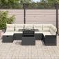 Preview: 9-teiliges Garten Sofa Set mit Kissen Schwarz Poly Rattan