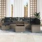 Preview: 9-teiliges Garten-Sofa-Set mit Kissen Grau Poly Rattan