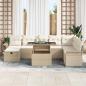 Preview: 9-teiliges Garten-Sofa-Set mit Kissen Beige Poly Rattan
