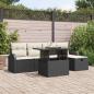 Preview: ARDEBO.de - 6-teiliges Garten-Sofa-Set mit Kissen Schwarz Poly-Rattan