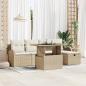 Preview: ARDEBO.de - 6-teiliges Garten Sofa Set mit Kissen Beiges Poly Rattan