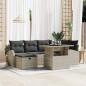 Preview: ARDEBO.de - 7-teiliges Garten Sofaset mit Kissen Hellgraues Poly-Rattan