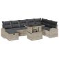 Preview: 9-teiliges Garten-Sofa-Set mit Kissen in Hellgrau Poly Rattan