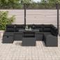 Preview: 9-teiliges Garten Sofa Set mit Kissen Schwarz Poly Rattan