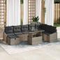 Preview: ARDEBO.de - 9-teiliges Garten-Sofa-Set mit Kissen Grau Poly Rattan