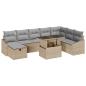 Preview: 9-teiliges Garten-Sofa-Set mit Kissen Beige Poly Rattan