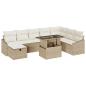 Preview: 9-teiliges Gartensofa Set mit Kissen Beige Poly Rattan