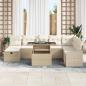 Preview: 9-teiliges Gartensofa Set mit Kissen Beige Poly Rattan