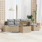 Preview: ARDEBO.de - 6-teiliges Garten-Sofa-Set mit Kissen Beige Poly Rattan