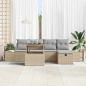 Preview: 6-teiliges Garten-Sofa-Set mit Kissen Beige Poly Rattan