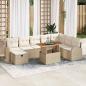 Preview: ARDEBO.de - 9-teiliges Garten Sofa Set mit Kissen Beige Poly Rattan