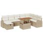 Preview: 9-teiliges Garten Sofa Set mit Kissen Beige Poly Rattan