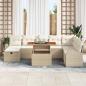 Preview: 9-teiliges Garten Sofa Set mit Kissen Beige Poly Rattan