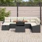 Preview: 9-teiliges Garten Sofa Set mit Kissen Schwarz Poly Rattan