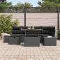 Preview: 7-teiliges Garten Sofa Set mit Kissen in Schwarz aus Poly-Rattan