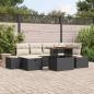 Preview: ARDEBO.de - 7-teiliges Garten Sofa Set mit Kissen Schwarz Poly Rattan