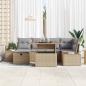 Preview: 7-teiliges Garten Sofa Set mit Kissen Beige Poly Rattan
