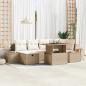 Preview: ARDEBO.de - 7-teiliges Garten Sofa Set mit Kissen Beige Poly Rattan
