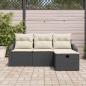 Preview: 4-teiliges Garten Sofa Set mit Kissen Schwarz Poly Rattan