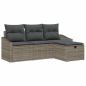 Preview: 4-teiliges Garten-Sofa-Set mit Kissen Grau Poly Rattan