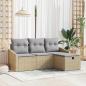 Preview: ARDEBO.de - 4-teiliges Garten-Sofaset mit Kissen Beige Poly Rattan