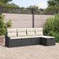 Preview: ARDEBO.de - 5-teiliges Garten Sofa Set mit Kissen Schwarz Poly Rattan