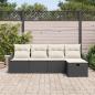 Preview: 5-teiliges Garten Sofa Set mit Kissen Schwarz Poly Rattan