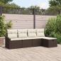 Preview: ARDEBO.de - 5-teiliges Garten Sofa Set mit Kissen Braun Poly-Rattan