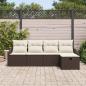 Preview: 5-teiliges Garten Sofa Set mit Kissen Braun Poly-Rattan