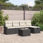 Preview: ARDEBO.de - 6-teiliges Garten-Sofa-Set mit Kissen Schwarz Poly-Rattan