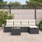 Preview: 6-teiliges Garten-Sofa-Set mit Kissen Schwarz Poly-Rattan