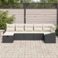 Preview: 7-teiliges Garten Sofaset mit Kissen, Schwarzes Poly Rattan