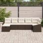 Preview: ARDEBO.de - 7-teiliges Garten-Sofa-Set mit Kissen in Braun aus Poly-Rattan