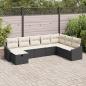 Preview: ARDEBO.de - 8-teiliges Garten-Sofa-Set mit Kissen in Schwarz aus Poly-Rattan
