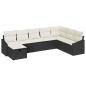 Preview: 8-teiliges Garten-Sofa-Set mit Kissen in Schwarz aus Poly-Rattan