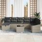 Preview: 9-teilige Garten Sofa Set mit Kissen Hellgrau Poly Rattan