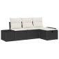 Preview: 4-teiliges Garten-Sofa-Set mit Kissen schwarzes Poly-Rattan