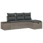 Preview: 4-teiliges Garten-Sofa-Set mit Kissen Grau Poly-Rattan
