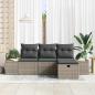 Preview: 4-teiliges Garten-Sofa-Set mit Kissen Grau Poly-Rattan
