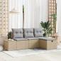 Preview: ARDEBO.de - 4-teiliges Garten-Sofa-Set mit Kissen Beiger Poly-Rattan