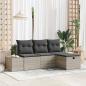 Preview: ARDEBO.de - 4-teiliges Garten Sofa Set mit Kissen hellgraues Poly Rattan