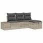 Preview: 4-teiliges Garten Sofa Set mit Kissen hellgraues Poly Rattan