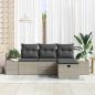 Preview: 4-teiliges Garten Sofa Set mit Kissen hellgraues Poly Rattan