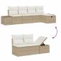 Preview: 6-teiliges Garten-Sofa-Set mit Kissen Beige Poly-Rattan