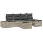 Preview: 6-teiliges Garten-Sofa-Set mit Kissen in Hellgrau Poly Rattan