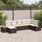 Preview: ARDEBO.de - 7-teiliges Garten Sofa Set mit Kissen Braun Poly Rattan
