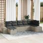 Preview: ARDEBO.de - 7-teiliges Garten-Sofa-Set mit Kissen in Hellgrau aus Poly-Rattan