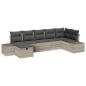 Preview: 7-teiliges Garten-Sofa-Set mit Kissen in Hellgrau aus Poly-Rattan