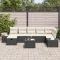 Preview: ARDEBO.de - 8-teiliges Garten Sofa Set mit Kissen Schwarz Poly Rattan